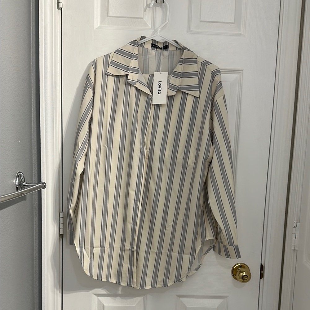 Striped Button-Up Shirt with Shorts